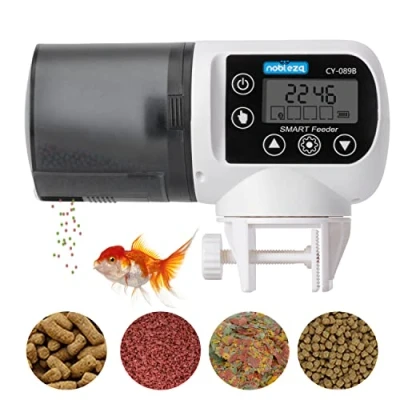 Abbildung von Nobleza Futterautomat Aquarium Zubehoer Fische Futterspender 200ml Große Kapazität Fischfutter bis zu 4 Mal am Tag mit Zeitschaltuhr LCD Display für Urlaub Teich Goldfische Tank
