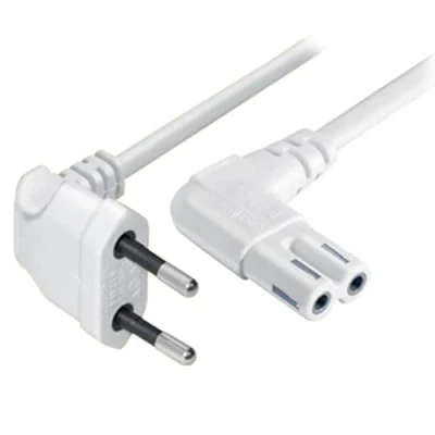 Abbildung von 1m Euro Netzkabel C7 Fernseher Stromkabel, Kabel Gewinkelt Netzstecker auf 8 Doppelbuchse Kleingerätekabel für Wireless Boxen, TV, Blu Ray, Radio, Netzteile Weiss …