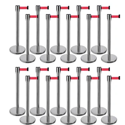 Abbildung von 20 Stück Set FLEXIBARRIER Personenleitsystem Absperrständer Krom ECOLINE 2m Gurtlänge *rot*, Absperrständer, Absperrband, Absperrpfosten