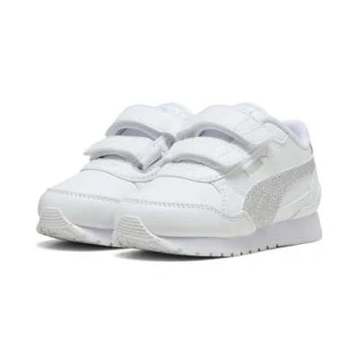 Abbildung von Puma ST Runner v4 Glitter Sneakers Kinder Schuhe Für Damen White/Silver/Cool Light Gray Größe: 22