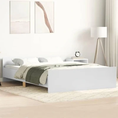 Abbildung von vidaXL Bettgestell, Bettrahmen mit Lattenrost, Bett Gästebett Kopfteil Fußteil, Doppelbett Schlafzimmerbett Schlafzimmermöbel, Weiß 140x190cm