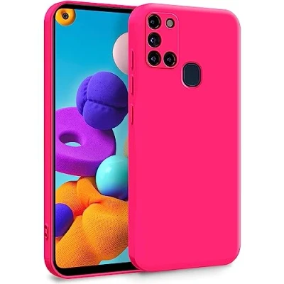 Abbildung von MyGadget Hülle für Samsung Galaxy A21s Zweilagige Handyhülle mit Kameraschutz Cover Innenfutter &amp; Silikon außen Pink