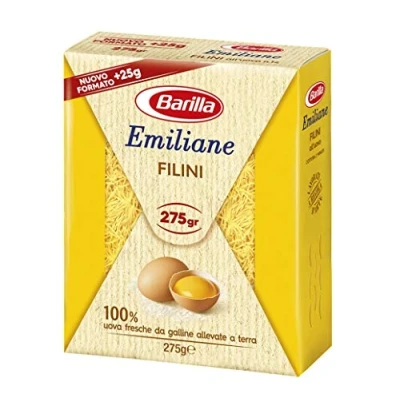 Abbildung von 20x Barilla Pasta all&#039; Uovo Le Emiliane Filini , Eiernudeln, mit Ei 275g + Italian Gourmet polpa 400g