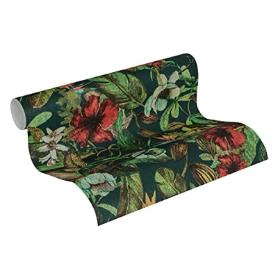 Abbildung von A.S. Création Vliestapete &quot;Greenery mit Blätter Motiv&quot;, floral botanisch Wald, Tapete Blumen Tapeten Wohnzimmer Schlafzimmer Küche modern Design Büro