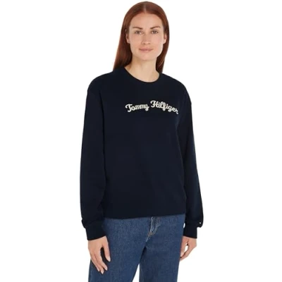 Abbildung von Tommy Hilfiger Script Sweatshirt, Damen, Größe: Small, Desert sky