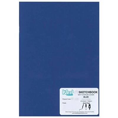 Abbildung von West Design RS261957 1 Skizzenbuch DIN A5 Format, geheftet, 140 g, matt, Malen, Zeichnen und Schreiben, blau