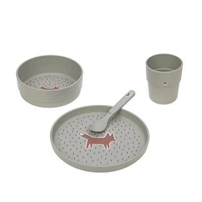 Abbildung von LÄSSIG Kindergeschirr Set Little Forest, Fuchs (4 tlg), 1 Personen, Polyethylen, Zellulose, mit Teller, Schale, Becher und Löffel