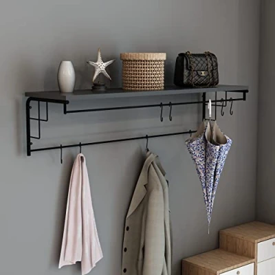 Abbildung von en.casa Wandgarderobe, »Ølstykke« mit einer Garderobenstange 110 x 30 27 cm Schwarz