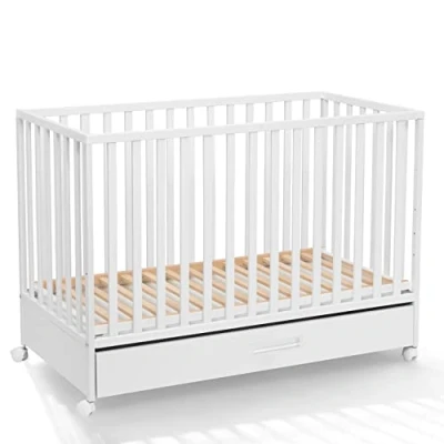 Abbildung von ATB Weiss Babybett mit Schubladen LUX 60x120 Baby Bett Für Massivholz Bed 120x60 for Babys Kinderbett ab 3 Jahr Weiß Crib 60 x 120 Beyaz Bebek Yatagi Komplett Cots Sleep