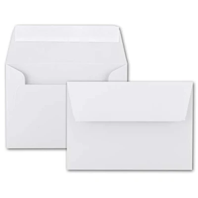 Abbildung von 25x Brief Umschläge B6 Weiß 12,5 x 17,5 cm Haftklebung 120 g/m² breite edle Verschluss Lasche hochwertige Einladungs