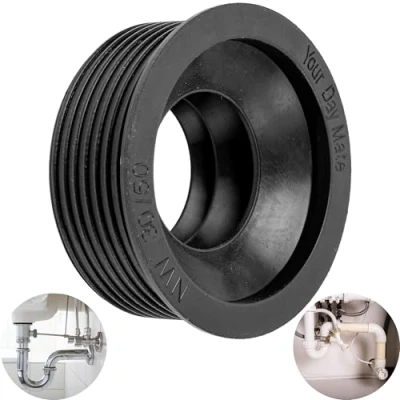 Abbildung von Siphon Gummimanschette, 1 Stück, aus Gummi, NW 30/50, für DN50 HT Abflussrohr Innen Ø 50 mm und ¼&quot; Rohr außen 28 32 mm, Gumminippel mit 55 Anschlag, 25 lange Siphondichtung