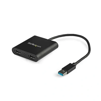 Abbildung von StarTech.com USB 3.0 auf Dual HDMI Adapter 1x 4K 30Hz &amp; 1080p Externe Video und Grafikkarte A Monitor Display Unterstützt nur Windows Schwarz (USB32HD2)