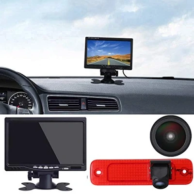 Abbildung von Rückfahrkamera Transporter Van + 7 Zoll TFT LCD Bildschirm Auto Monitor, Bremsleuchte Dach Set für Ford Transit MK7 Tourneo/Furgon MK4 2006 2014 /Hecktür