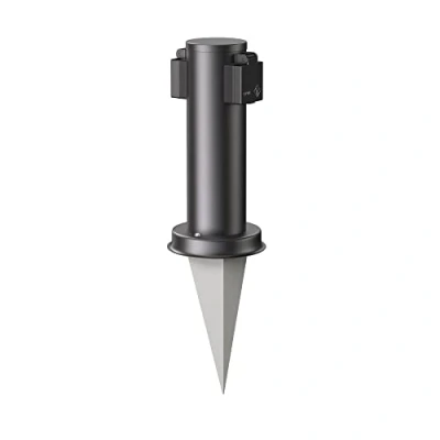 Abbildung von ledscom.de Garten Steckdosen Säule PORU mit Erdspieß für außen, 2 Fach, Edelstahl, schwarz, rund, 27cm