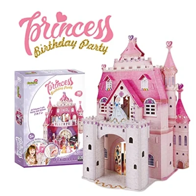 Abbildung von 3D Puzzle Prinzessin Birthday Party Puppenhaus für Mädchen, Puzzles Puppenhäuser 95 Teile, 524 Glasaufkleber, 5 Jahre oder älter