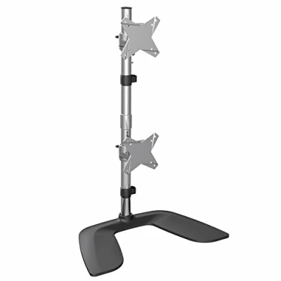 Abbildung von StarTech.com Monitorhalterung für zwei vertikal gestapelte Monitore Ergonomischer Monitorarm VESA bis zu 27&quot;(je 8kg) Freistehend, Höhenverstellbar Silber (ARMDUOVS)