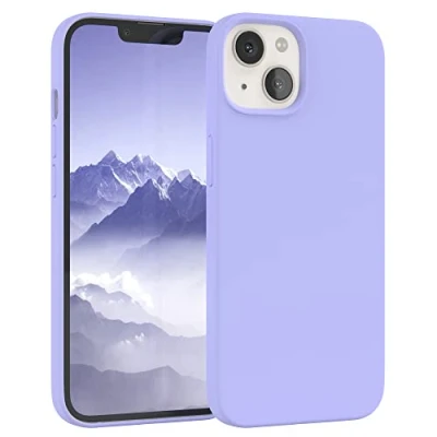 Abbildung von EAZY CASE Premium Silikon Handyhülle kompatibel mit iPhone 13, Slimcover Kameraschutz und Innenfutter, Silikonhülle, Schutzhülle, Bumper, Handy Case, Hülle, Softcase, Lila Blau