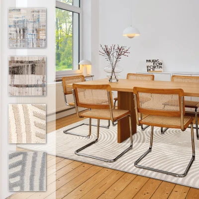 Abbildung von Astra Moderner Teppich Wohnzimmer, Schlafzimmer Weiches Flachgewebe für Innen Flauschiger Kurzflorteppich Kringel Creme, 160 x 230 cm