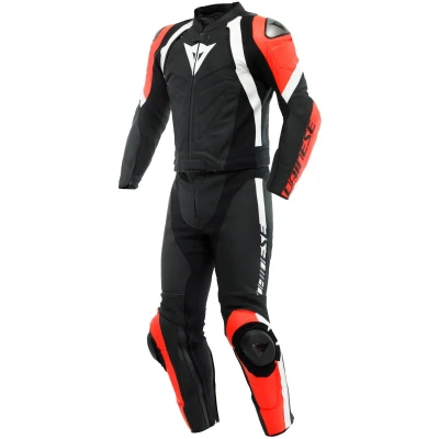 Abbildung von Dainese Avro 4 2 Teiler Motorrad Lederkombi (Black/Red/White,52)