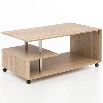 Abbildung von möbelando Design Couchtisch WL5.735 105 x 48,5 60 cm Sonoma Drehbar mit Rollen Wohnzimmertisch Coffee Table Sofatisch Loungetisch Holz Kaffeetisch Stauraum