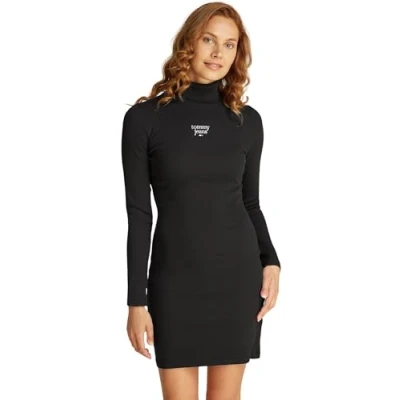 Abbildung von Tommy Jeans Jerseykleid &quot;TJW ESSENTIAL TURTLENECK BODYCON&quot;, mit gerippter Struktur, Logostickerei