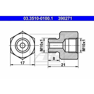 Abbildung von ATE 03.3510 0100.1 Adapter, Bremsleitung