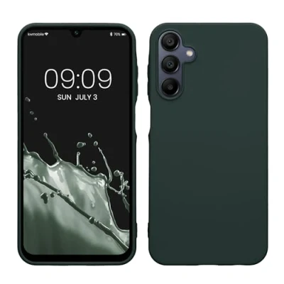 Abbildung von kwmobile Hülle kompatibel mit Samsung Galaxy A15 5G weiches TPU Silikon Case Cover geeignet für kabelloses Laden Moosgrün