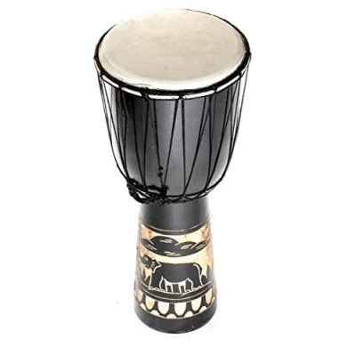 Abbildung von 60cm Große Djembe Trommel Bongo Drum Elefant Braun Fair Trade Top Klang Schwarz