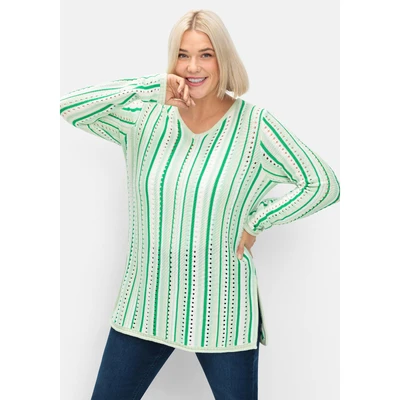Abbildung von Sheego Strickpullover, Damen, Größe: 40/42, Grün offwhite