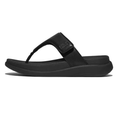 Abbildung von Fitflop GO Adjustable Flatform Toepost Zehentrenner, Damen, Größe: 43, All black Schuhe