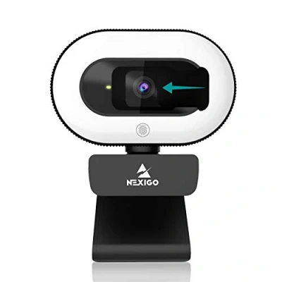 Abbildung von NexiGo StreamCam N930E, 1080P Webcam with Ring Light and Privacy Cover, Auto Focus, Plug Play, Web Camera for Online Learning, Zoom Meeting Skype Teams, PC Mac Laptop Desktop Computer