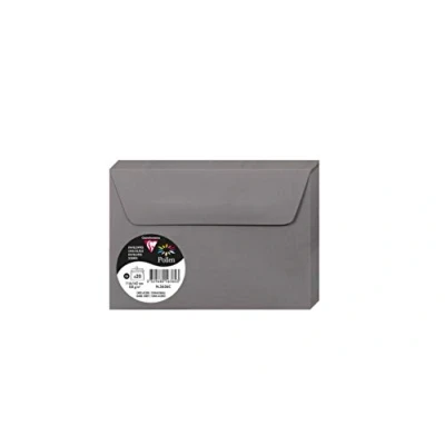 Abbildung von Clairefontaine 5636C Packung mit 20 Umschläge Pollen selbstklebend, Format C6 11,4x16,2cm, 120g, Stahlgrau, ideal für Ihre Einladungen und Korrespondenz, 1 Pack
