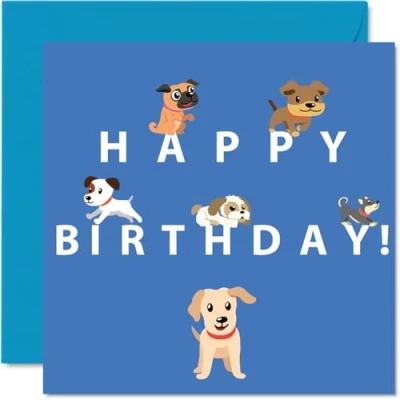 Abbildung von Stuff4 Lustige Geburtstagskarten für Frauen und Männer Cartoon Hund Happy Birthday Karte Bruder, Schwester, Sohn, Tochter, Mutter, Vater, Tante, Onkel, 145 mm x mm, Tier Bday Grußkarten