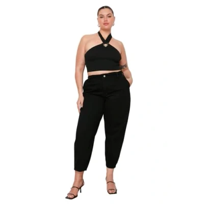 Abbildung von TRENDYOL Damen Loose Plus Size Jeans, Schwarz, 42 EU