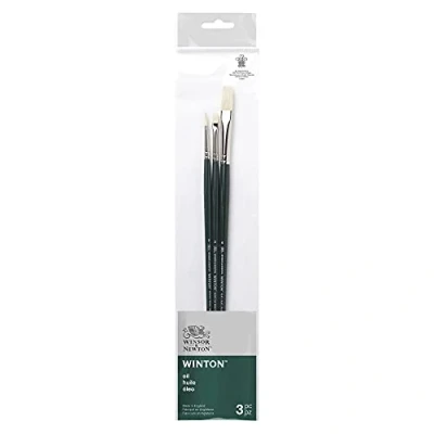 Abbildung von Winsor &amp; Newton 5790610 Galeria Acrylpinsel Set, aus Synthetikfasern, ideale Kontrolle für dickere Farbaufträge 3 Pinsel im Set