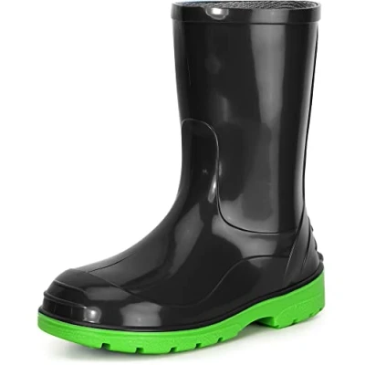 Abbildung von Ladeheid Gummistiefel Kinder Hohe wasserdichte Regenstiefel für Jungen und Mädchen LA 939 (Schwarz/Grün, 28 EU)