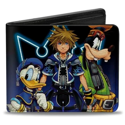 Abbildung von Buckle Down Herren Kingdom Hearts II Donald/Wisdom Form Sora/Goofy Reisezubehr Bi Fold Brieftasche, Mehrfarbig, Standard größe