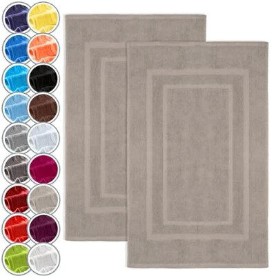 Abbildung von NatureMark Badematte 800gsm, strapazierfähig, Baumwolle, rechteckig, 2 tlg., Duschmatte Duschvorleger, Premium Qualität, 50x80cm, Sand