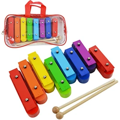 Abbildung von A Star Buntes Glockenspiel Set, 8 Stück, Sopran, diatonisches Regenbogen Glockenspiel, Xylophon mit zwei Holzschlägeln in Tragetasche C6 bis C7