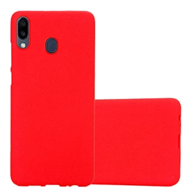 Abbildung von Cadorabo Hülle kompatibel mit Samsung Galaxy M20 Schutzhülle TPU Silikon Case Frost Design Slim Kratzfest Weiche Gummi Rundumschutz für in Rot
