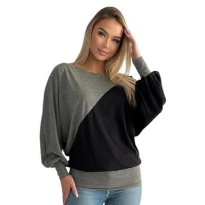 Abbildung von Mississhop Fledermauspullover Damen Bluse Longshirt Tunika mit ¾ ÄRMELN S M L XL