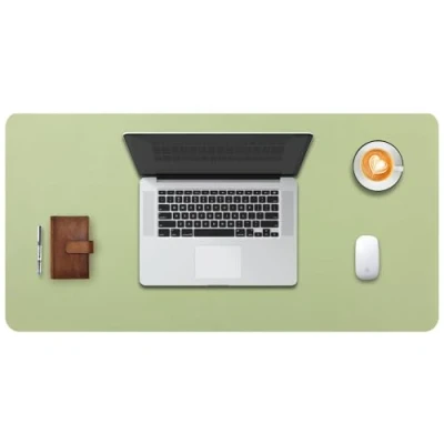 Abbildung von DOBAOJIA Erweitertes Mausepad Große Mausmat XL Schreibtischmatte Schreibtischunterlage für Laptop/Tastatur/Maus Schreibblock, PU Leder Wasserdicht + Wildleder rutschfest 80 x 40cm (Hellgrün)