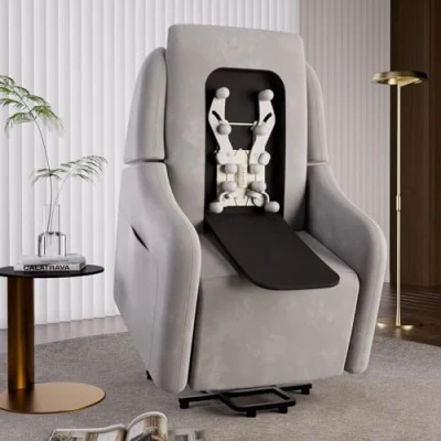 Abbildung von COMHOMA Elektrischer Relaxsessel Massagesessel mit Power Lift, SL Massagefunktion, Ruhesessel Fernsehsessel Fernbedienung USB Anschluss für Senioren, Abnehmbarer Rückenlehne, Stoff Grau