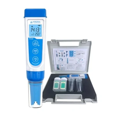 Abbildung von Apera Instruments EC60 Premium Leitfähigkeits Messgerät (±1% Genauigkeit, EC/TDS/Salzgehalt Messung, austauschbare BPB Elektrode, wasserfest, Temperaturanzeige)