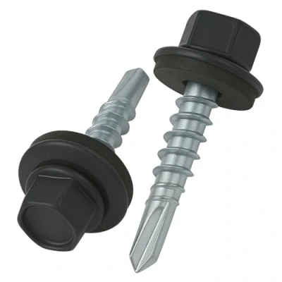 Abbildung von 4.8 mm x 25 Dachschrauben, Sechskantkopf Selbstbohrend Mehrfarbig (RAL 7016 Anthrazitgrau) Schrauben mit versiegelter EPDM Unterlegscheibe, rostfreie, Verzinkte, Gehärtete (50 Stück)