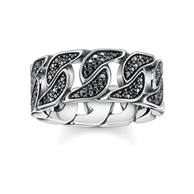 Abbildung von Thomas Sabo TR1932 643 11 Ring Panzerglieder Silber mit schwarzen Steinen
