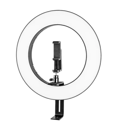 Abbildung von Walimex pro dimmbares LED Ringlicht 23W I Ringleuchte mit einzeln schaltbaren Sektoren 380 Bi Color Kameralicht &amp; Selfie Licht Kamera Handyzubehör + Tasche kompatibel vielen Stativen