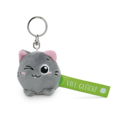 Abbildung von Schlüsselanhänger Katze &quot;Viel Glück!&quot; grün 5cm