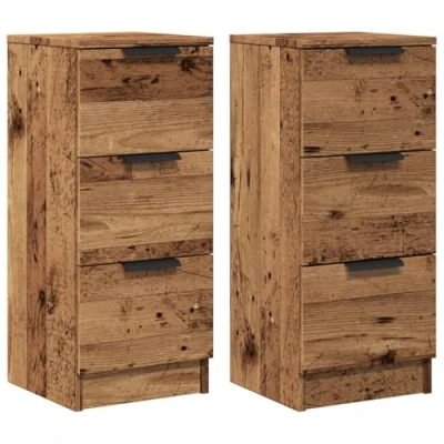 Abbildung von vidaXL Sideboard 2 STK., Kommode mit Schubladen, Anrichte Schrank für Wohnzimmer, Beistellschrank Schubladenschrank, Altholz Optik Holzwerkstoff