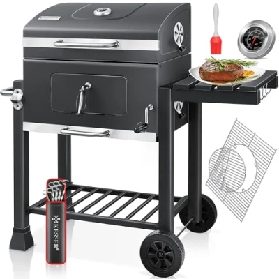 Abbildung von KESSER Holzkohlegrill, Grill Grillwagen XXL Holzkohlegrill mit Deckel, Rädern